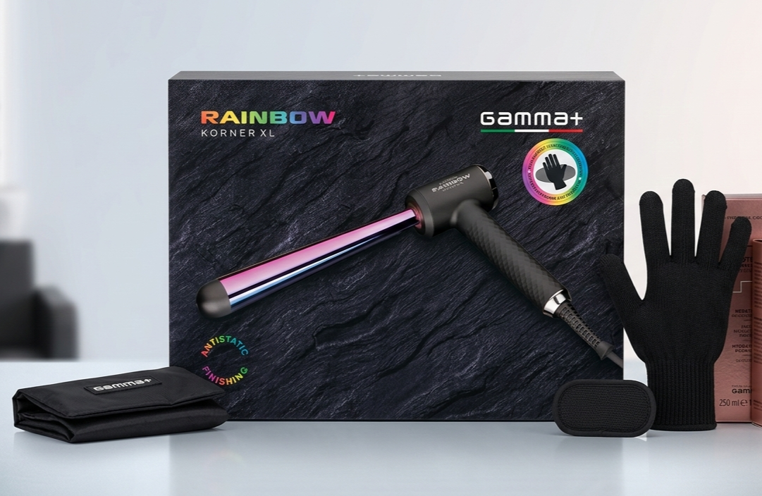 Ferro Arricciante Professionale Rainbow Korner XL – Manico a 90°
